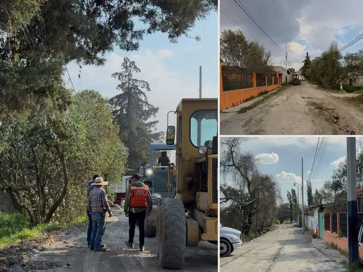 Pavimentación de calle con concreto hidráulico, Mimbres, Otzolotepec, Estado de México: vista de conjunto de sus 3 imágenes